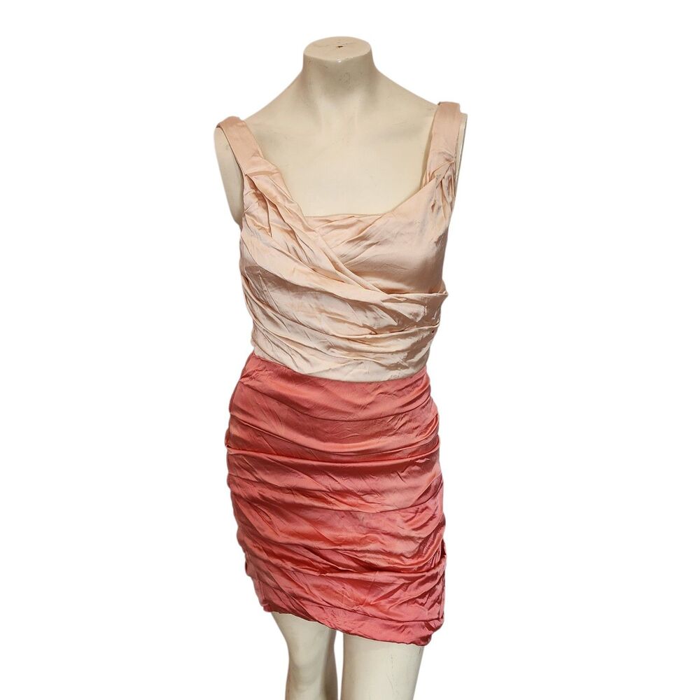 Express Design Studio Colorblock Satin Dress Ruched Bodycon Cocktail‎ 8